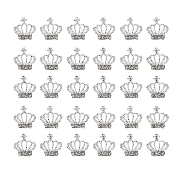 30 st Elegant Crown Strass Nail Art Design Strass Legering BerlockerSilver1x1cm Silver 1x1cm