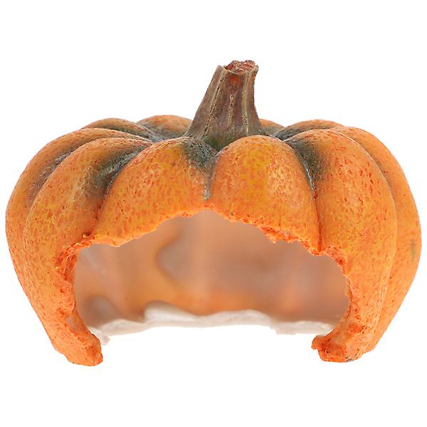 Pumpkin Shape Cave Shelter Hiding House Hideout Cave Reptile Aquarium Terrarium DecorOrange13X12cm