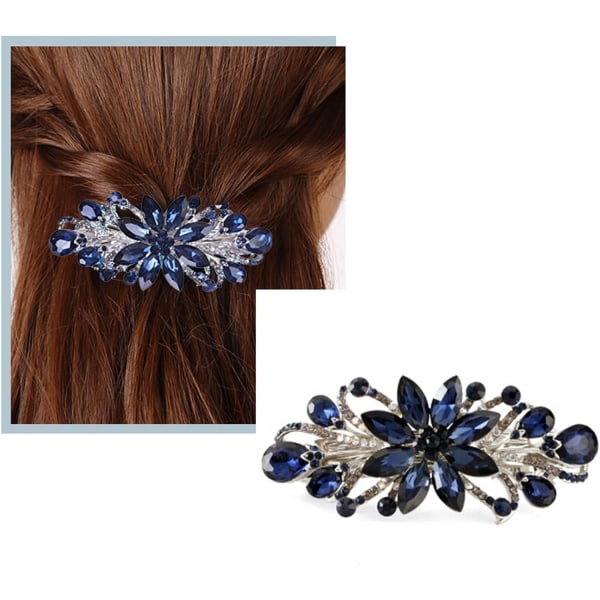 Sankuwen Luxury Flower Design Hair Barrette, även den perfekta morsdagspresenten till mamma (mörkblå)