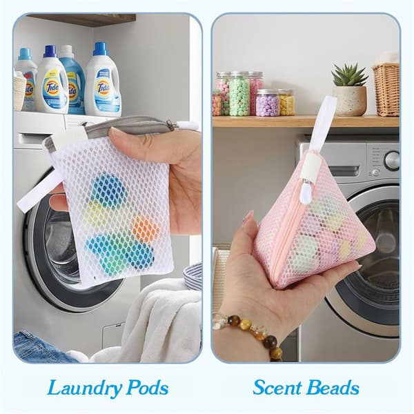 Set of 6 Mini Mesh Laundry Bags - Small Triangular Non-Stick Bags - Storage Bag for Scent Beads - Washing Machine