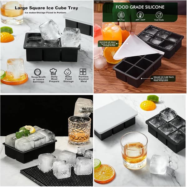 2-pack Whiskey Ice Cube Tray, Large Covered Ice Ball Maker, Ice Cube Molds, Kitchen Ice Cube Tray Machine, Cocktail Party Set (Large Cube Set)