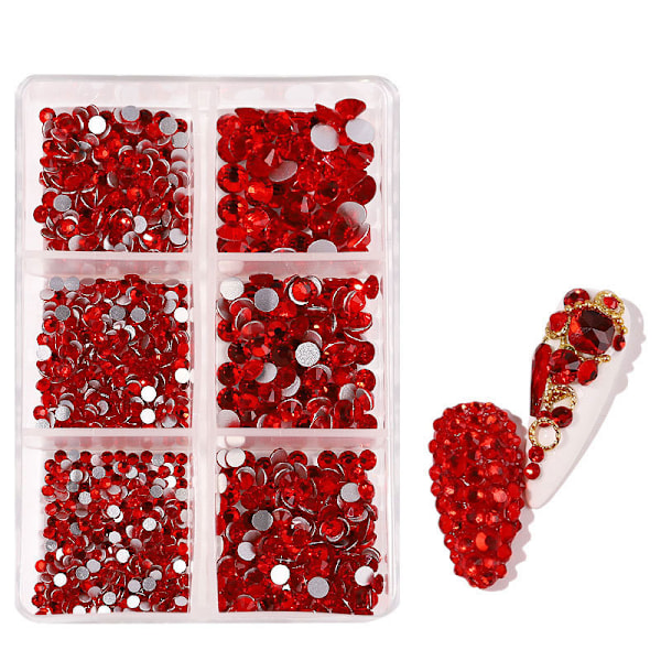 5box Blandade Storlekar Varma Fix Runda Kristaller Stenar Glasstenar Platta Bak Slöjor 5 Färger-DIY Nageltillbehör