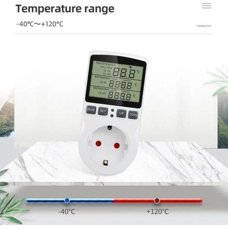 Digital Thermostat Outlet for 220V Temperature Controller - Heating and Cooling with Probe - LCD Temperature Controller Socket