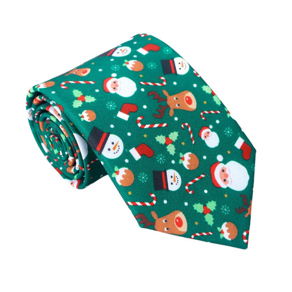 Søt juletre Julenissen Print Feriefest Morsomt slips Kostyme Grønn