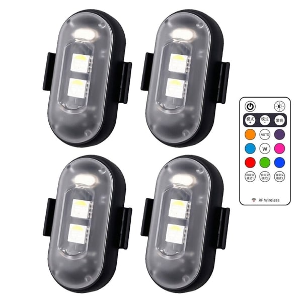 Fargerike LED Strobelys Flylys 4 STK 4Pcs