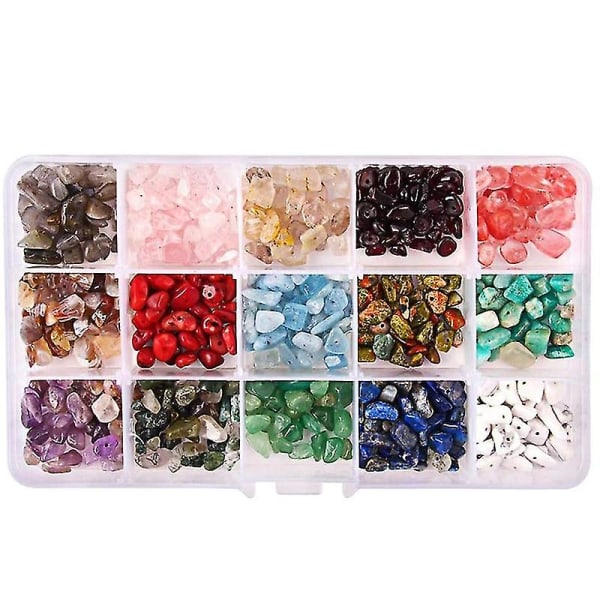 Ædelstensperler kompatible med smykkefremstillingssæt 15 farver krystalstenperler