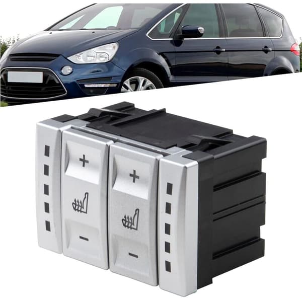 Seat Heater Control Button Compatible with Galaxy MK3 S-MAX Mondeo MK4 6M2T19K314AC BS7T19K314AB Silver