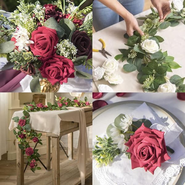 Burgundy Artificial Rose, 25 Pcs Gift Box with 8CM Artificial