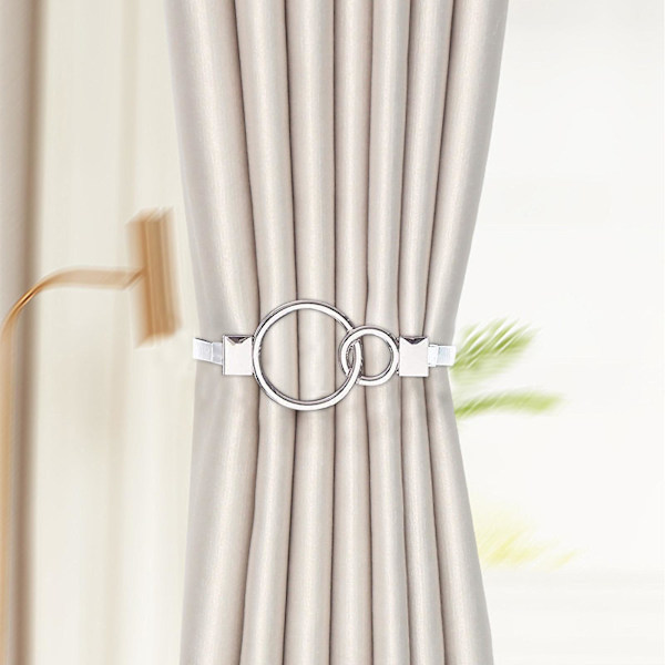 Magneettiset verhoklipsit, 1 kpl kierretty solmuverhokiinnike kotiin ja toimistoon, vahva magneettinen ver Silver