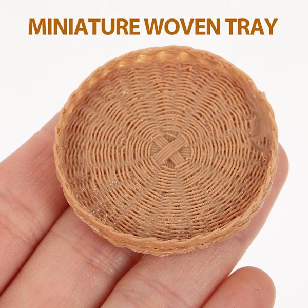 2 st Miniatyrvävda Brickor Minihus Bröd Fruktkorg Tiny House Tillbehör Kaffe 4.2x0.5cm Coffee 4.2x0.5cm