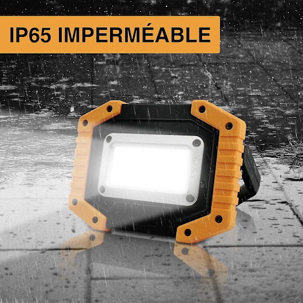 30W 1500lm Genopladelig LED-Overlygte Arbejdslys til Byggeplads med 2x COB Bærbar USB LED-Spotlight til Camping, 3 Tilstande, Batteri Indeholder (1 Pie