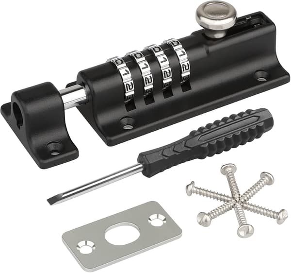 Combination Lock, 120mm Combi-Bolt 4-Digit Unique Combination Lock, Thickened Solid Zinc Alloy Door Lock (Black)