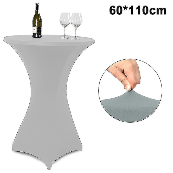1 stk Cocktail Rund Spandex Bordduk, fireveis stretch (grå, 60x110cm)