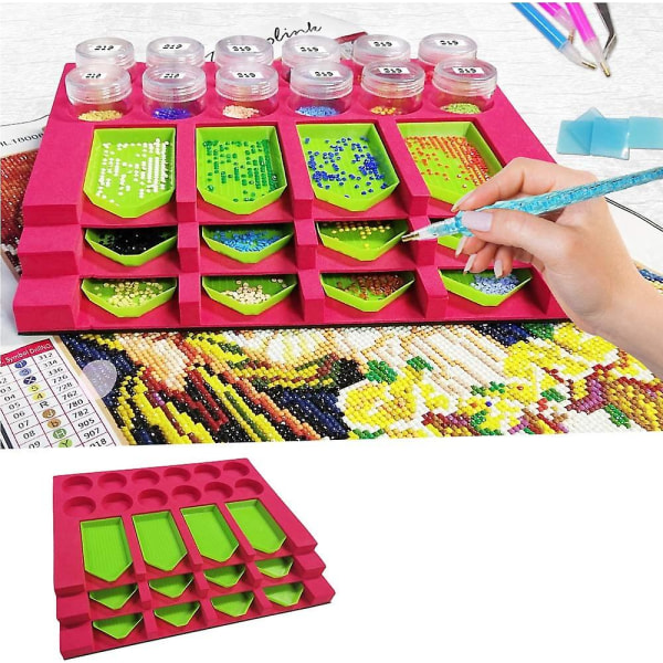 5D Diamantmaleri Skuff Organiser, DIY Diamantmaleri Verktøy For Voksne, Diamantkunst Tilbehørsett Med 12 Spor For Boringskall