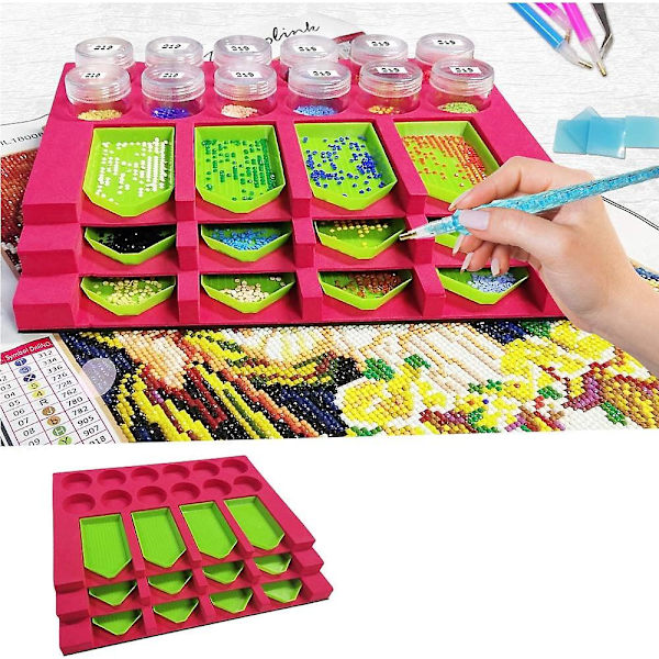Diamantmålning Fackorganisatör, DIY Diamantmålning Verktyg För Vuxna, Diamantkonst Tillbehörssats Med 12 Fack För Borrfack