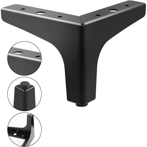 HA~Möbelben Sæt med 4 Metal Møbelben 10cm Sorte Moderne Sofabord Stole Møbelben Erstatningsben til Kommode Garderobe Senge