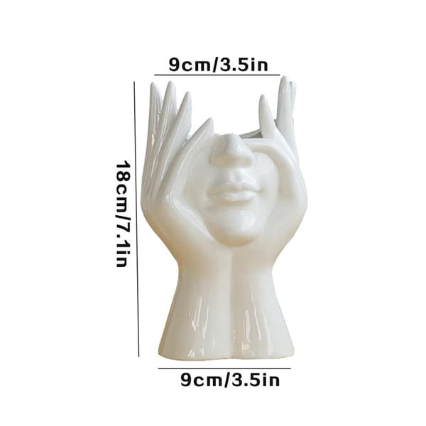 White Ceramic Face Vase - Pampa Vase, Fresh Flo