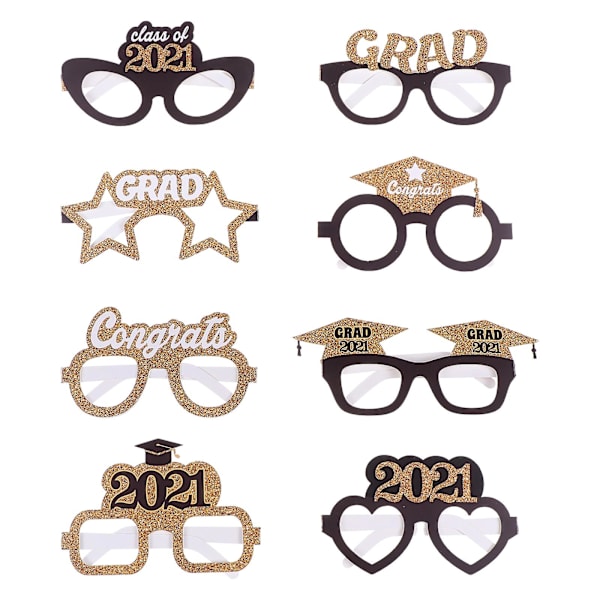 1 Sett med 48 stk. 2021 Graduation Party Papirbriller Kreative Glitrende Fotorekvisitter Svart 15x15x10cm Black 15x15x10cm