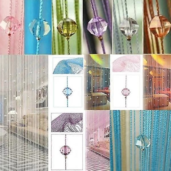 1x2m String Curtain Beads Panel Room Door Window Decor DIY Tassel Divider Drape Pink