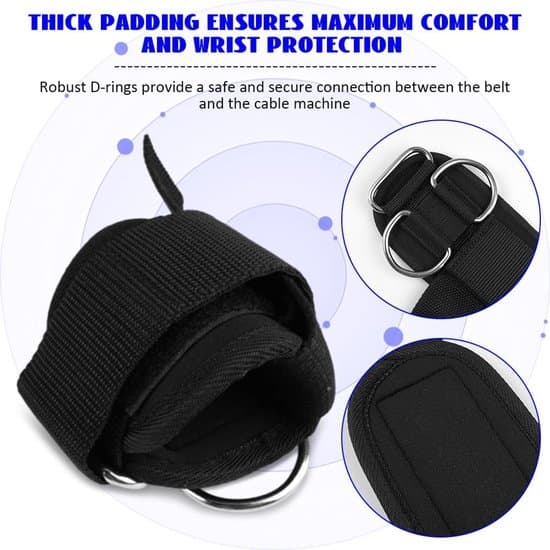 Two Wrist Straps for Weightlifting, Pull-up Aid, Grip Strength Aid, with D-rings, for Cable Machine Training
