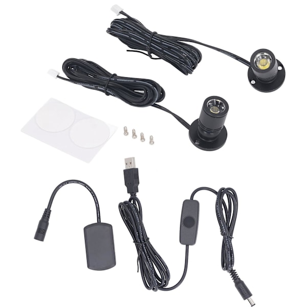 Dæmpbar Mini Spotlight 5V Mini LED Spotlight 1 til 2 Spotlights med Lysdæmper til Display Smykkeskabe Veranda [Db] Sort Black Natural Light