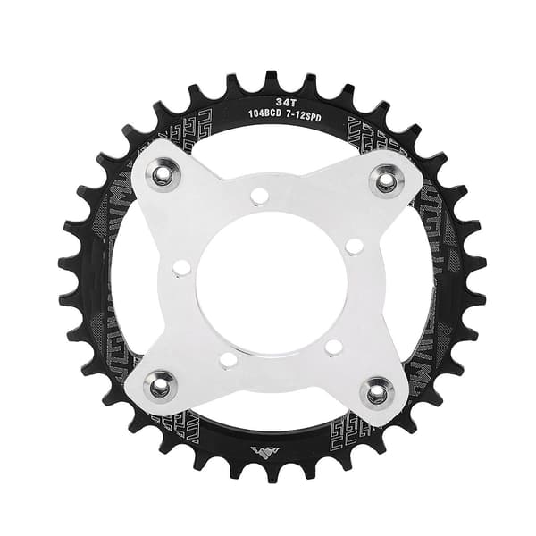 34T 104 BCD Ebike Kædehjul og Adapter til Bafang BBS01 BBS02 Mid Drive Motor Sort