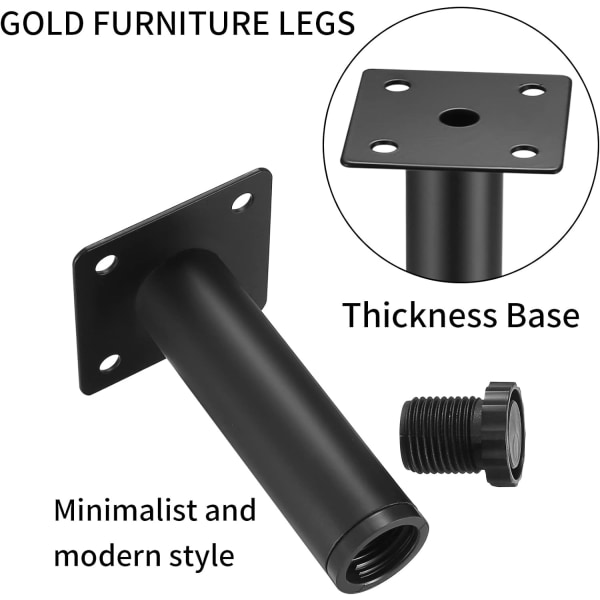4 kpl Huonekalujalat, 10 cm/5,9 tuuman säädettävät huonekalujalat, Metalliset kiinnitysjalat huonekaluille/pöydille/tuoleille/työpöydille/keittiölle/kaapeille/sohvalle
