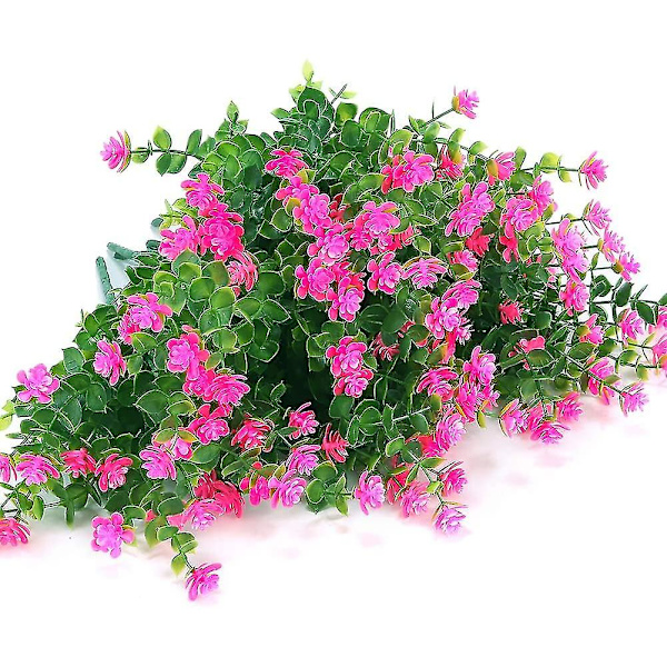12 stk. Kunstige Blomster UV-Resistente Ingen Blegning Buxbom Pink