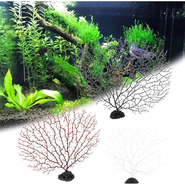 2 stk Akvarium Simulerings Vandplanter Dekorative Genanvendelige Praktiske Kunstige Påfugltræ til Fiskekum Dekoration Sort S