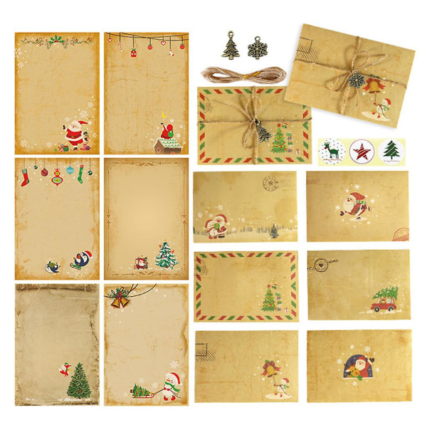 Vintage julbrev kuvert set 30m med snöre 30 X vintage hänge