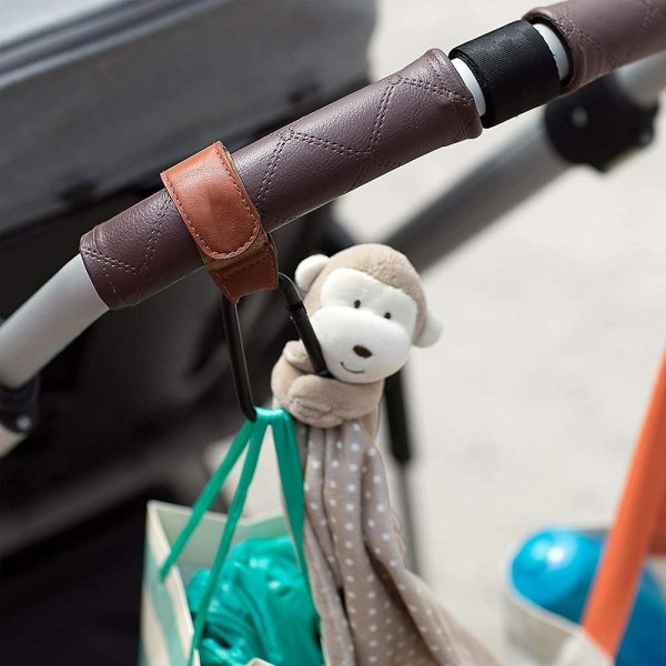 Barnevognkroker Stropp, klips eller heng en bleieveske til vognen eller vognen Brown