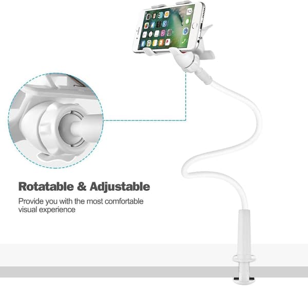 Foldbar tablet- og smartphoneholder, justerbart svanehalsstativ