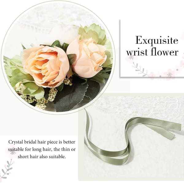 (Champagne) Rose Bryllup Brud Håndleddskorsage Brudepiker Rød Håndleddsblomst Blomsterpike Håndblomstdekorasjon