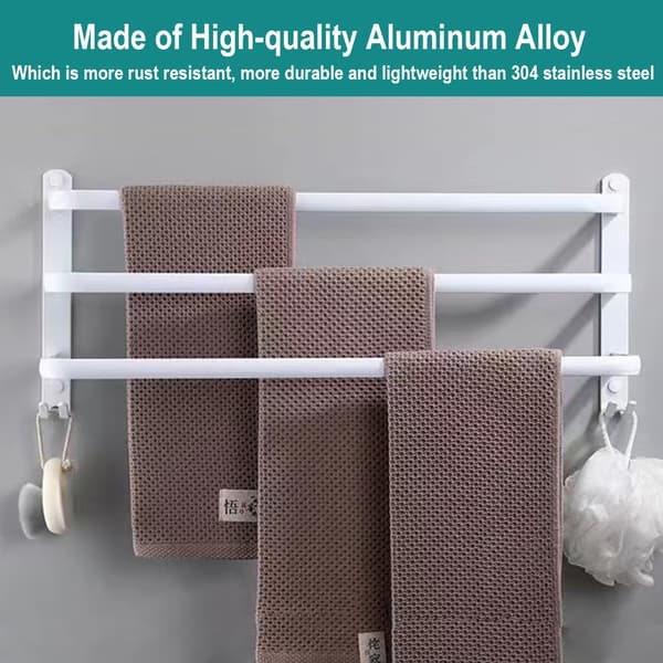 Wall-mounted towel rack, 60 cm, drill-free installation, white, bathroom and kitchen accessory