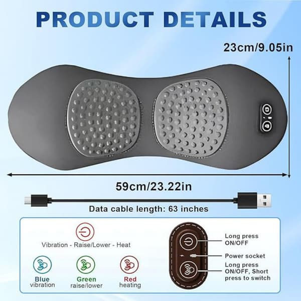 3-in-1 Back Therapy, Back Massage, Sciatica Massage with Traction Lift, Stretcher Portable Deep Tissue Vibration for Neck Shoulder Back (Grey)