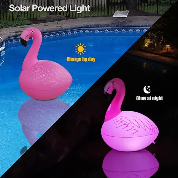 Werwing Solar Flamingo Floating Pool Lights, Waterproof Luminous Inflatable Decor for Wedding Party Garden Backyard, 1-pack 1 Pack