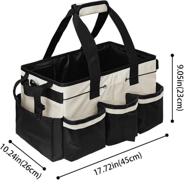 Cleaning Organizer, Storage Container with Multiple Pockets and Handle, Cleaning Caddy