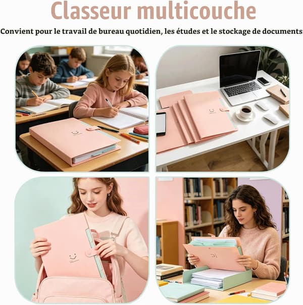 A4 Waterproof Document Organizer with 5 Compartments – PP Folder with Labels – File Holder for Storage