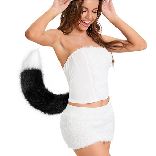Säädettävä vyö keinotekoinen turkkihäntä cosplay-halloween-juhlapuvulle anime-tarvikkeille, ruohonkeltainen