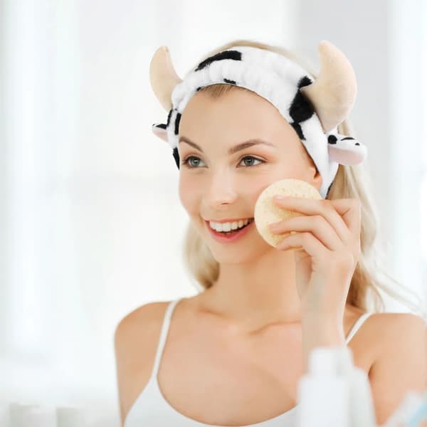 Mælkeko Pandebånd til Ansigtsvask Spa Makeup Pandebånd, Gaver Bløde Fluffy Ansigtsindpakninger