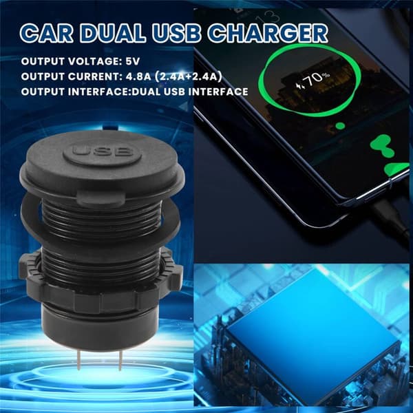 5V 4.8A Dobbelt USB Oplader Adapter Strømstik til 12V 24V Bil Båd Autocamper