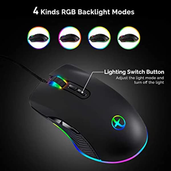 2x USB-C Mus Typ C Ergonomisk Trådbunden Mus RGB Optisk Mus