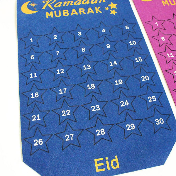 Blå Countdown Filtkalender Väggdekoration 30 st Guld Stjärna Dekaler