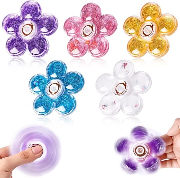 Glitter Fidget Spinners – 5-pack sensoriska stresslindringsleksaker för barn och tonåringar