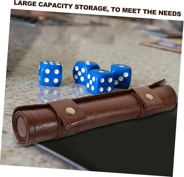Dice Storage Bag Foldable PU Leather Dice Mat Portable Pouch for Tabletop Games