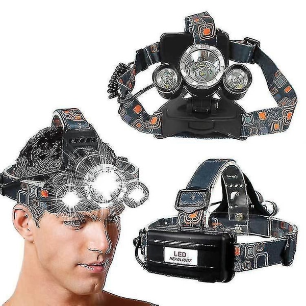 Headlamp Flashlight Usb Rechargeable 3 Led Headlamp Adjustable Headband Perfect For Camping Hiking Outdoors Hunting