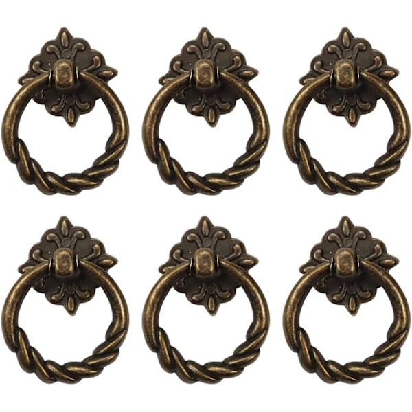 6 stk. Vintage Bronze Dråbering Knapper Håndtag til Kommode