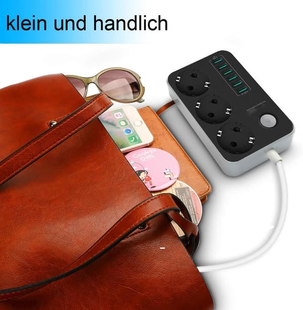Power strip with 6 USB sockets, cable with surge protection