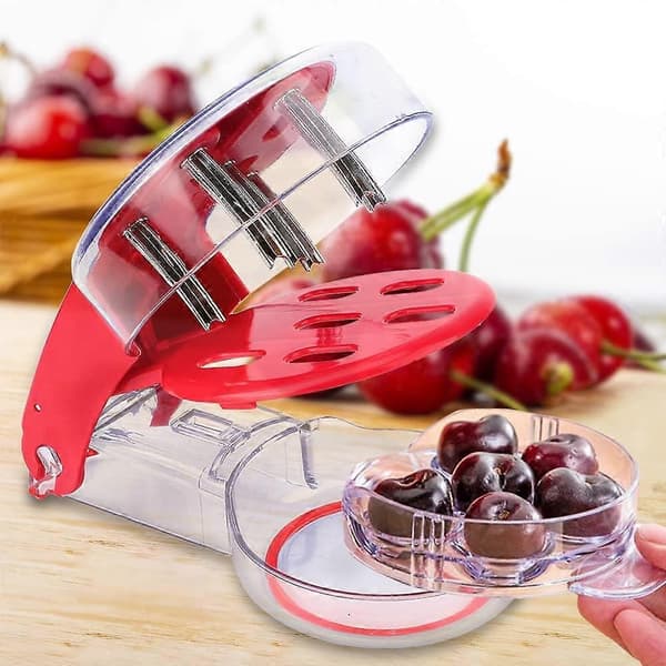 Cherry Pitter - Stainless Steel Multi Cherry Pitting Tool with Pit and Juice Container Fruit Tool for Making Cherries