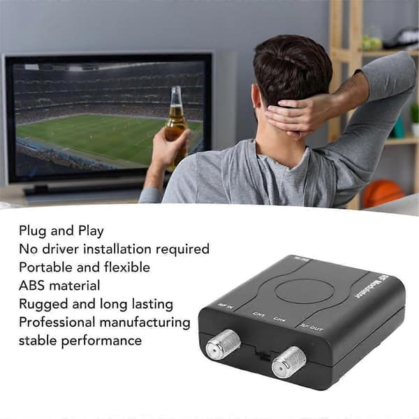HDMI-kompatibel RF-modulatoradapter, RF-modulator koaksialkonverter, HD Multimedia Interface til RF svart Black